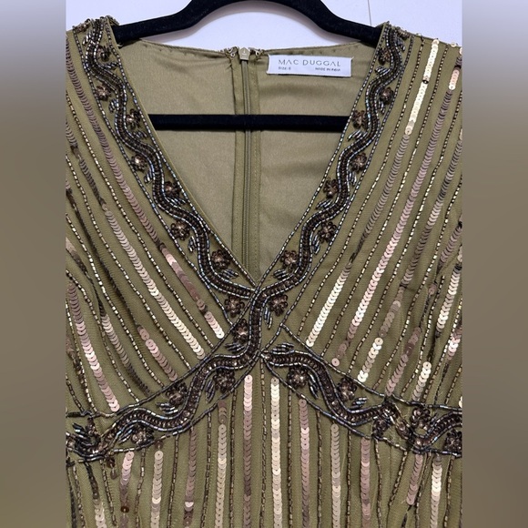 NWT Mac Duggal 5591 LightOlive 3/4 Sleeve V Neck A Line Dress Size 6 - Picture 13 of 17